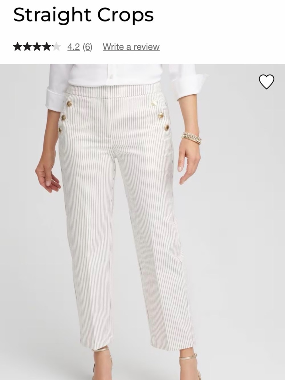 Chico's White Pants with Pink Pinstripes - Straight Leg